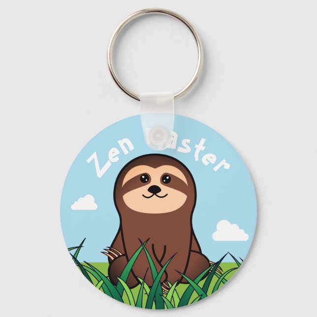 ’Zen Master’ kawaii Sloth Nyckelring (Framsida)