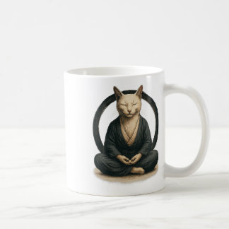 Zen Meditating Cat – Enso Circle Mindful Yoga Art  Kaffemugg
