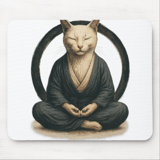 Zen Meditating Cat – Enso Circle Mindful Yoga Art  Musmatta