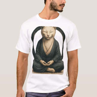 Zen Meditating Cat – Enso Circle Mindful Yoga Art  T Shirt