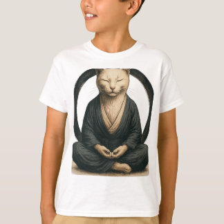 Zen Meditating Cat – Enso Circle Mindful Yoga Art  T Shirt