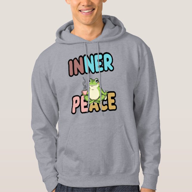 Zen Meditating Frog Inner Peace Hoodie  (Framsida)