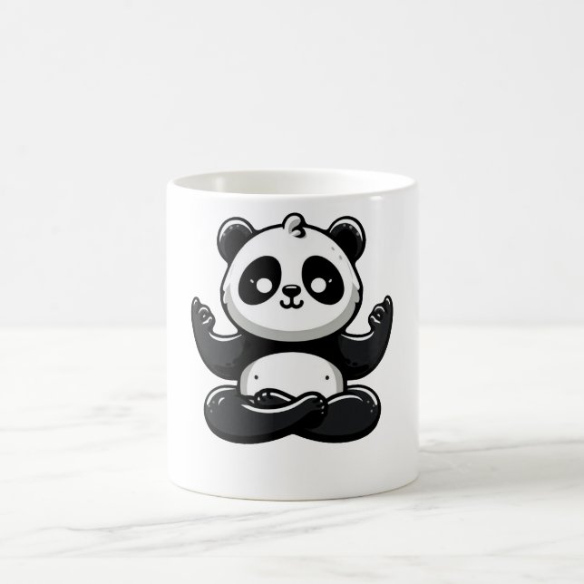Zen Meditating Panda - Cute Animal Meditation Pose Kaffemugg (Center)