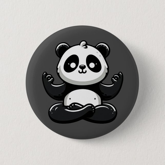 Zen Meditating Panda - Cute Animal Meditation Pose Knapp (Framsida)