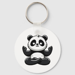 Zen Meditating Panda - Cute Animal Meditation Pose Nyckelring