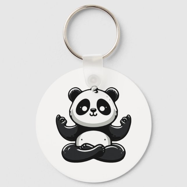 Zen Meditating Panda - Cute Animal Meditation Pose Nyckelring (Framsida)
