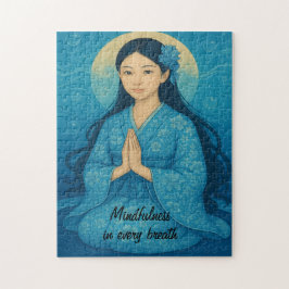 Zen Meditation art Mindfulness Yoga Blue Anpassnin Pussel
