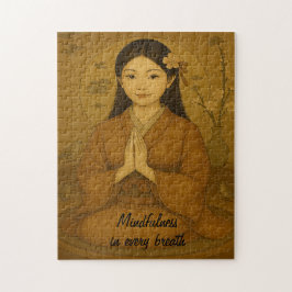 Zen Meditation art Mindfulness Yoga Brown Anpassni Pussel