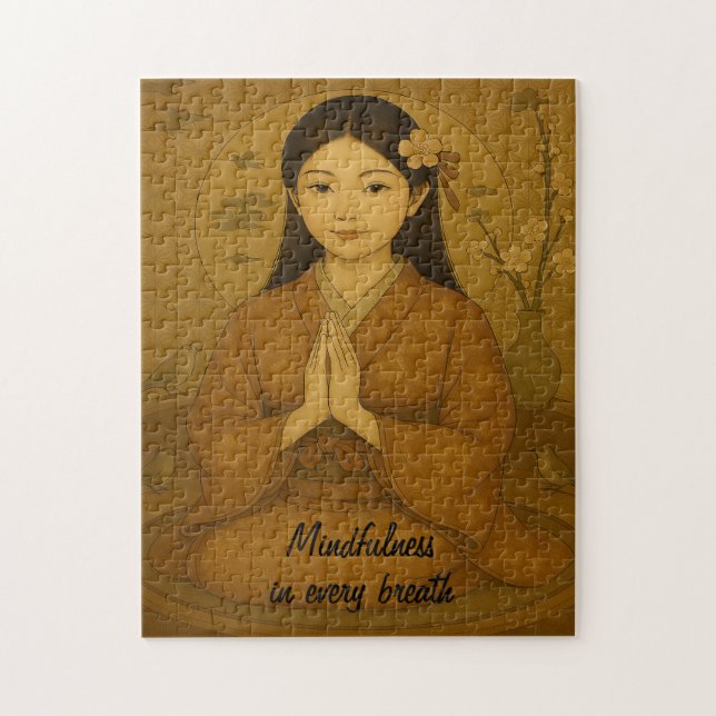 Zen Meditation art Mindfulness Yoga Brown Anpassni Pussel (Vertikal)
