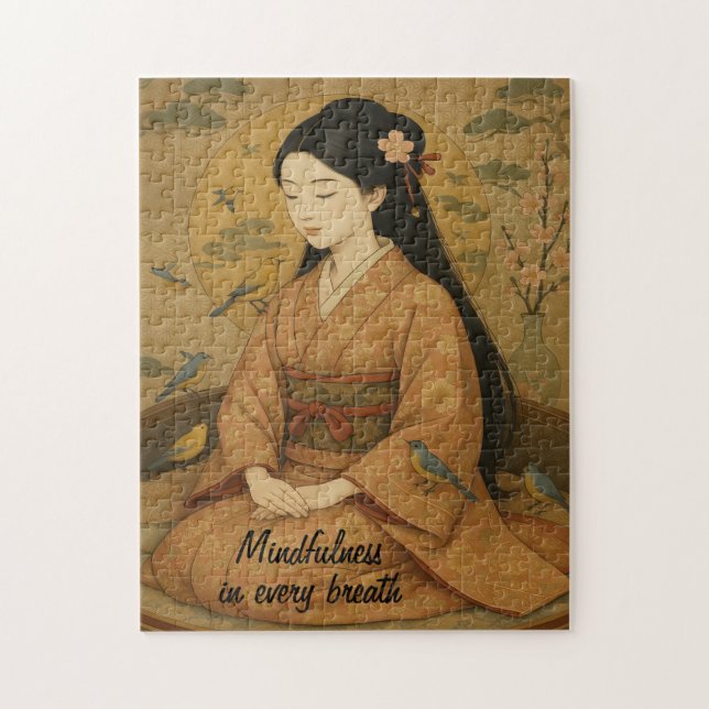 Zen Meditation art Mindfulness Yoga Brown Anpassni Pussel (Vertikal)