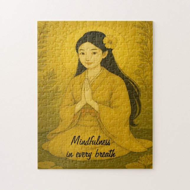 Zen Meditation art Mindfulness Yoga Gult Anpassnin Pussel (Vertikal)