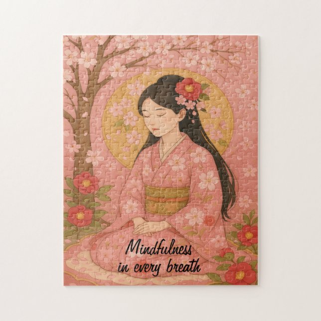 Zen Meditation art Mindfulness Yoga Rosa Anpassnin Pussel (Vertikal)
