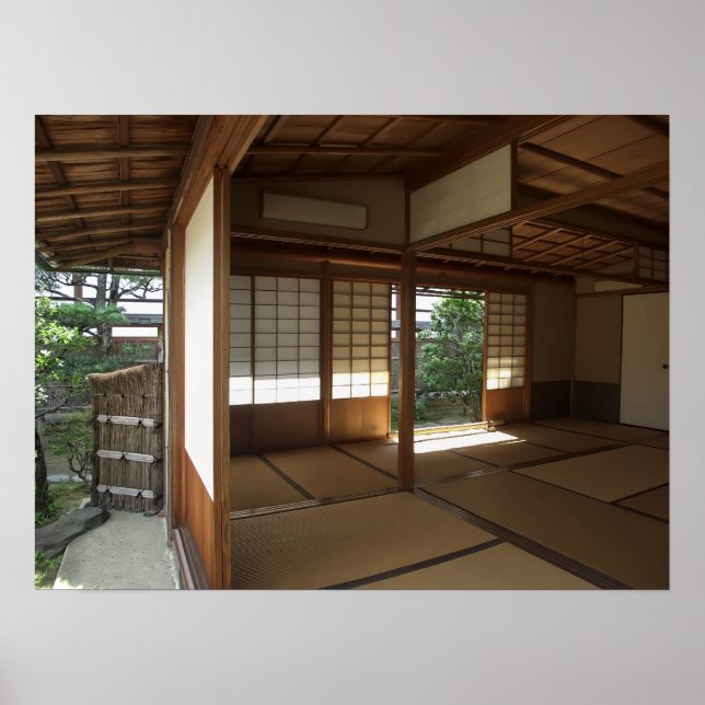 Zen Meditation Room Open to Garden - Kyoto Japan Poster (Framsidan)