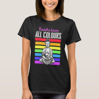 Zen Meditation Yoga Buddha Rainbow Flagga T Shirt