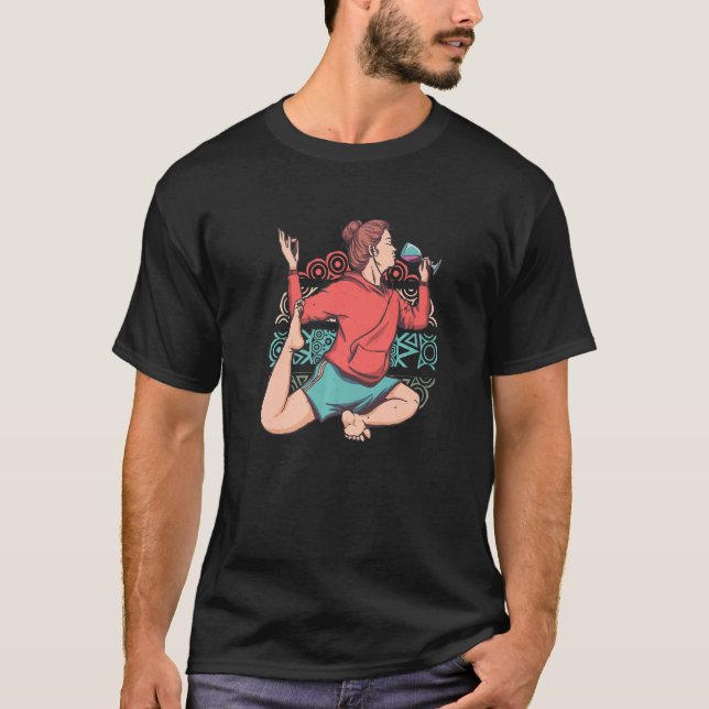 Zen Meditation Yoga Eka Pada Rajakapotasana Wine O T Shirt (Framsida)