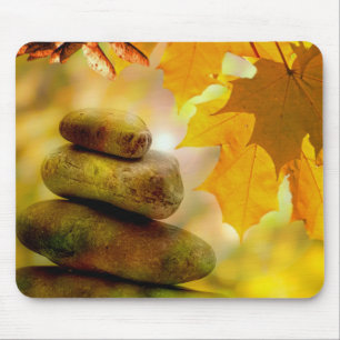 Zen meditationssten och Maple Löv Musmatta