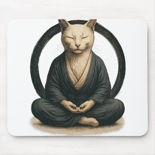 Zen Mediterande Katt – Enso Circle Mindful Yoga Ar Musmatta (Framsidan)