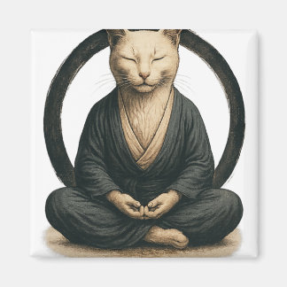 Zen Mediterande Katt – Enso Circle Mindful Yoga Ko Magnet