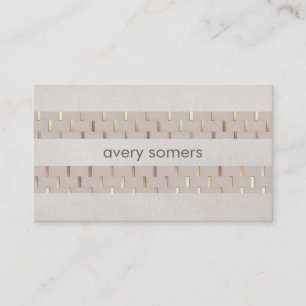 Zen Minimalist Stripe Faux Beige Linen och Guld Visitkort