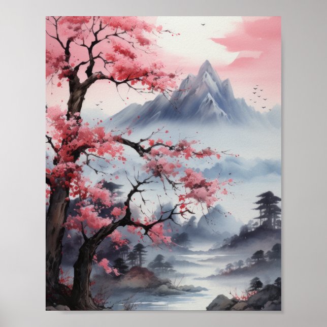 Zen Minimalistic Japansk liggande målningsposte Poster (Framsidan)