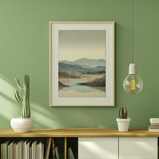 Zen Misty Mountain Landscape Canvastryck