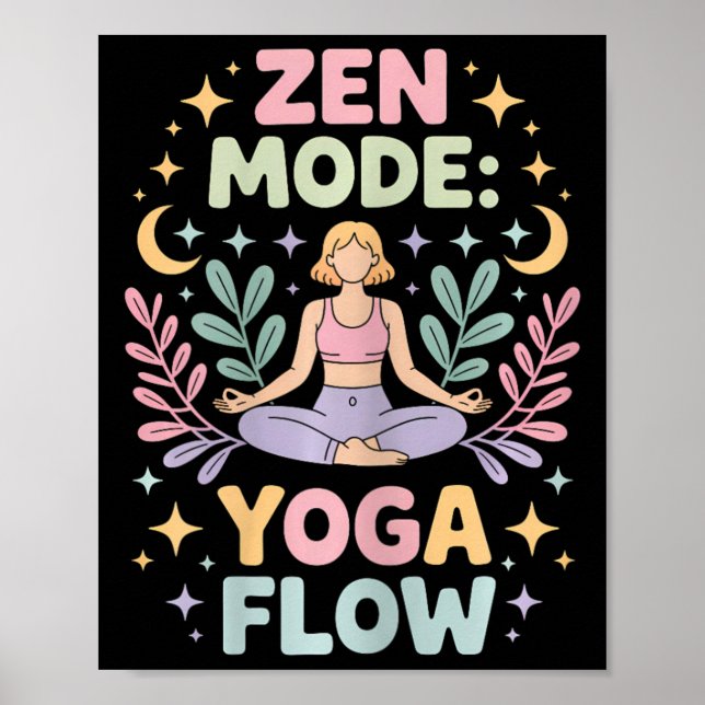 Zen Mode Yoga Flow Retro Meditations Outfit För Kv Poster (Framsidan)