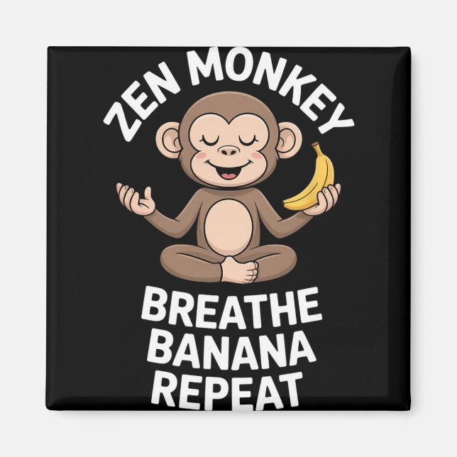 Zen Monkey Andas Nana Upprepa Rolig Yoga Meditatio Magnet (Framsidan)