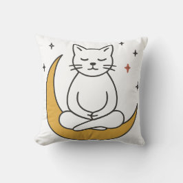 Zen Moon Cat Meditation Konst Kudde