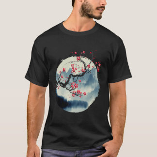Zen Mountain Cherry Blommar Flowers Japanskt Wood T Shirt