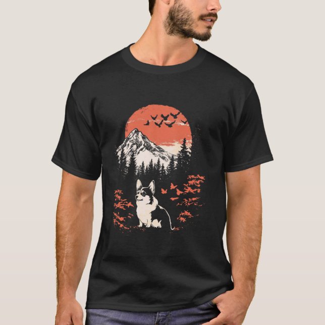 Zen Mountain Natur Camping Corgi T Shirt (Framsida)