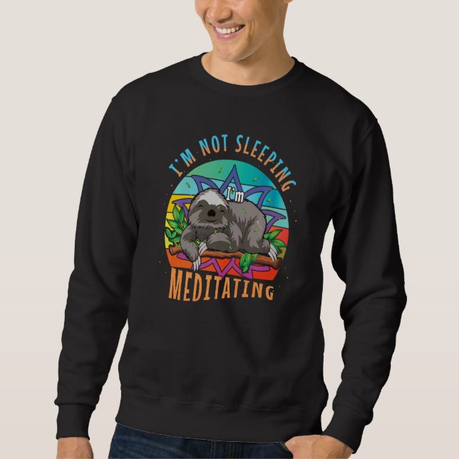 Zen Namaste Djur Meditera Mandala Inte Sover S Lång Ärmad Tröja (Framsida)