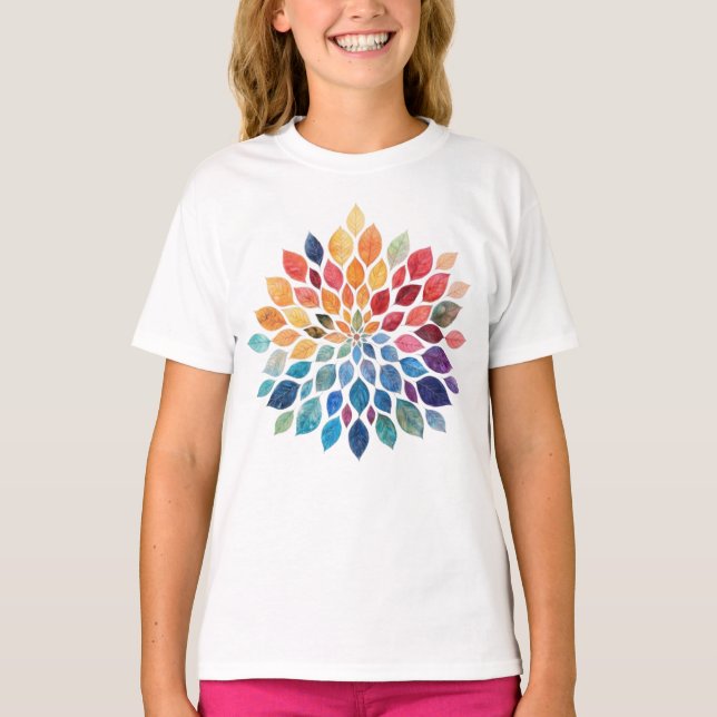 Zen Nature Leaf Mandala T Shirt (Framsida)