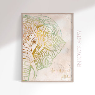 Zen neatral tone guld elephant yoga älskare wall a poster