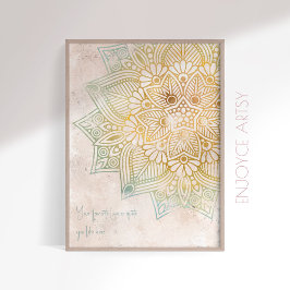 Zen neatral tone guld mandala indian wall art poster