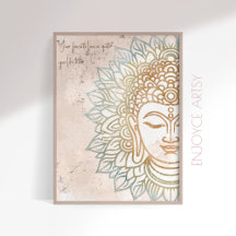 Zen neatral tones guld buddha yoga älskare wall ar