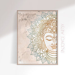 Zen neatral tones guld buddha yoga älskare wall ar poster