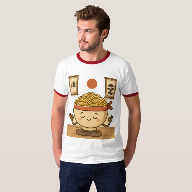 Zen Noodles Meditation T Shirt (Hel framsida)