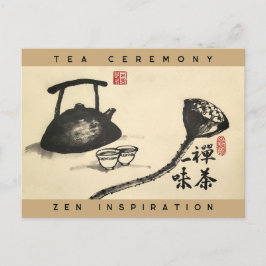 Zen och Tea har en smak. Zen Calligraphy Vykort