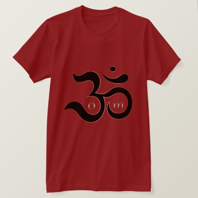Zen Om Aum-symbol, enkel röd skjorta guld glitter T Shirt (Design framsida)