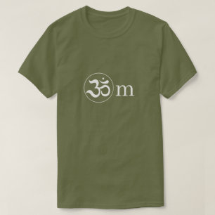 Zen Om Aum symbol minimalist Olive Khaki T Shirt