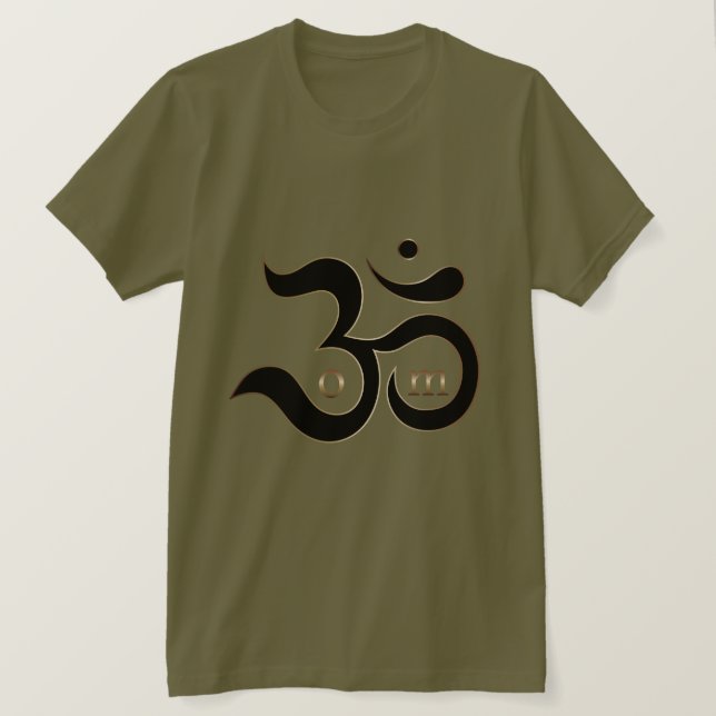 Zen Om Aum-symbolen guld glitter oliv grönt skjort T Shirt (Design framsida)