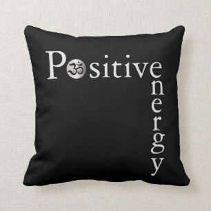 Zen Om Positive Energy Minimalist Black and White Kudde