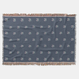 Zen Om symbol mönster sanskrit blue throw filt