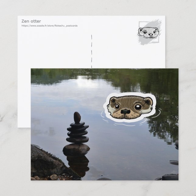Zen Otter (color) Vykort (Fram/baksida)