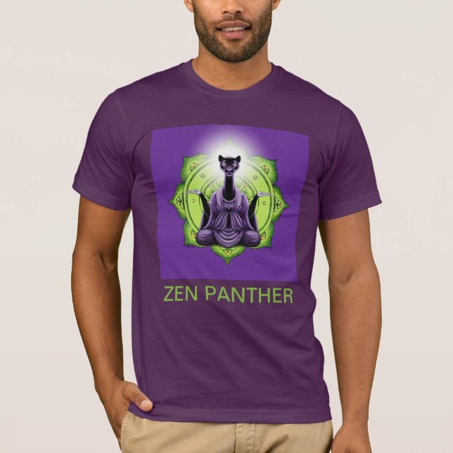 Zen Panther och Dharma Wheel - (med titel) T Shirt (Framsida)