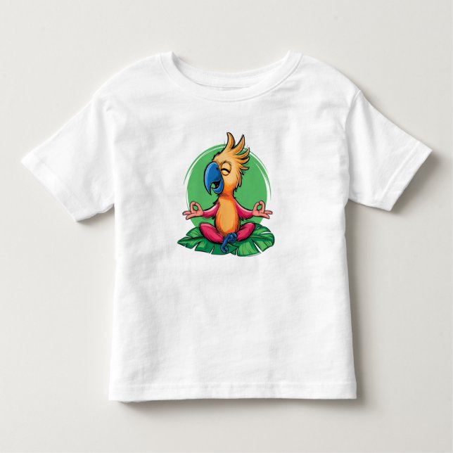 Zen Parrot - Tropical Meditation Art T Shirt (Framsida)