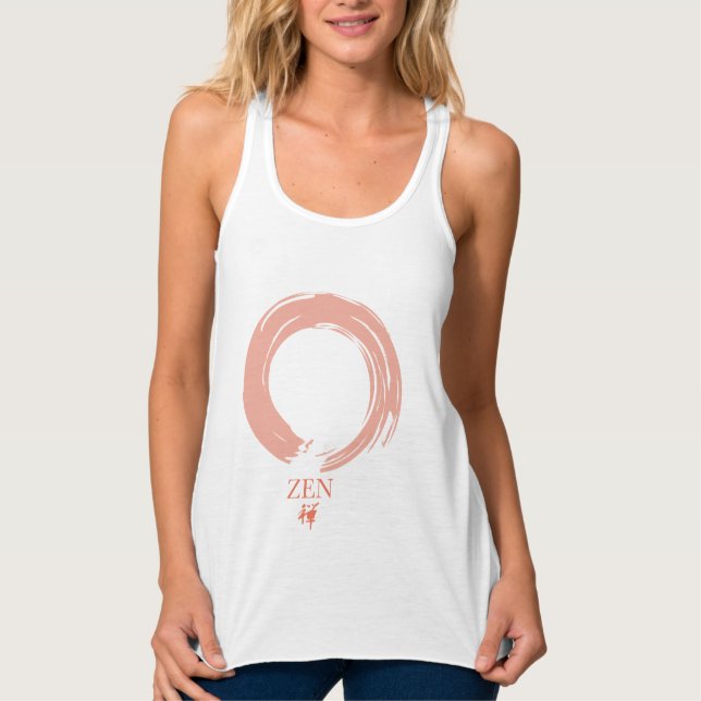 Zen Peace Lugn OffRosa Women's Linne Med Racerback (Framsida)