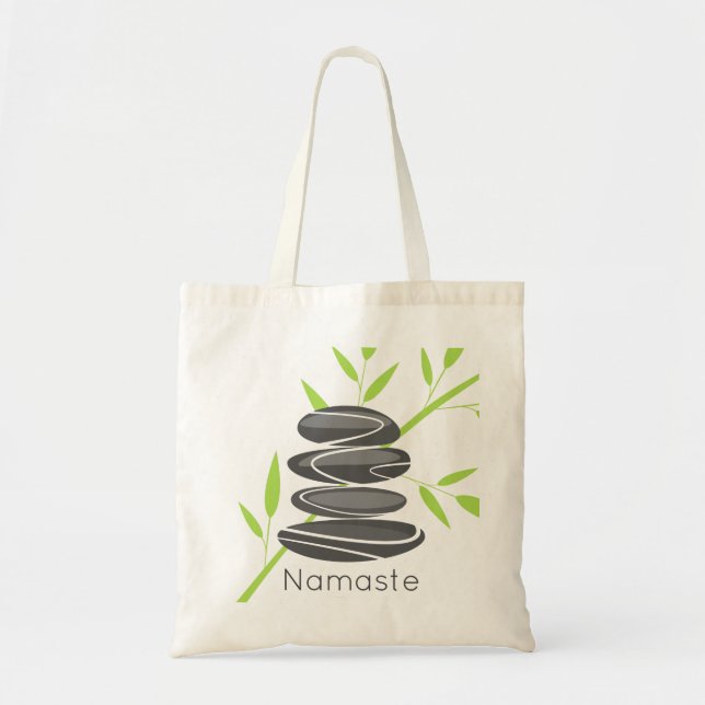 Zen pebble stacking yoga meditation to bag tygkasse (Framsidan)