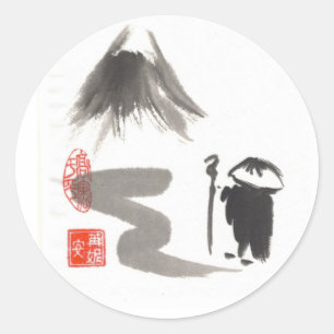 Zen Pilgrim Stickers Runt Klistermärke