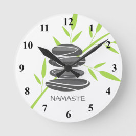 Zen Pubble-stenar stackar yoga meditation wall klo Rund Klocka